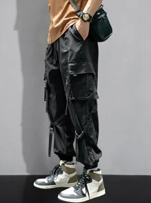 Manfinity Roghcode Quần Nam Dây kéo Túi màu trơn Đường phố - màu đen - Xem 3