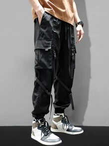 Manfinity Roghcode Quần Nam Dây kéo Túi màu trơn Đường phố - màu đen - Xem 8