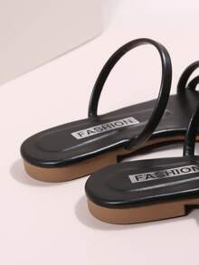 Minimalist Toe Post Thong Sandals - Black - View 5