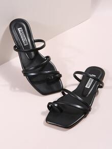 Minimalist Toe Post Thong Sandals - Black - View 6