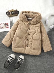 小男童連帽加絨內裏洋蔥型絎縫外套