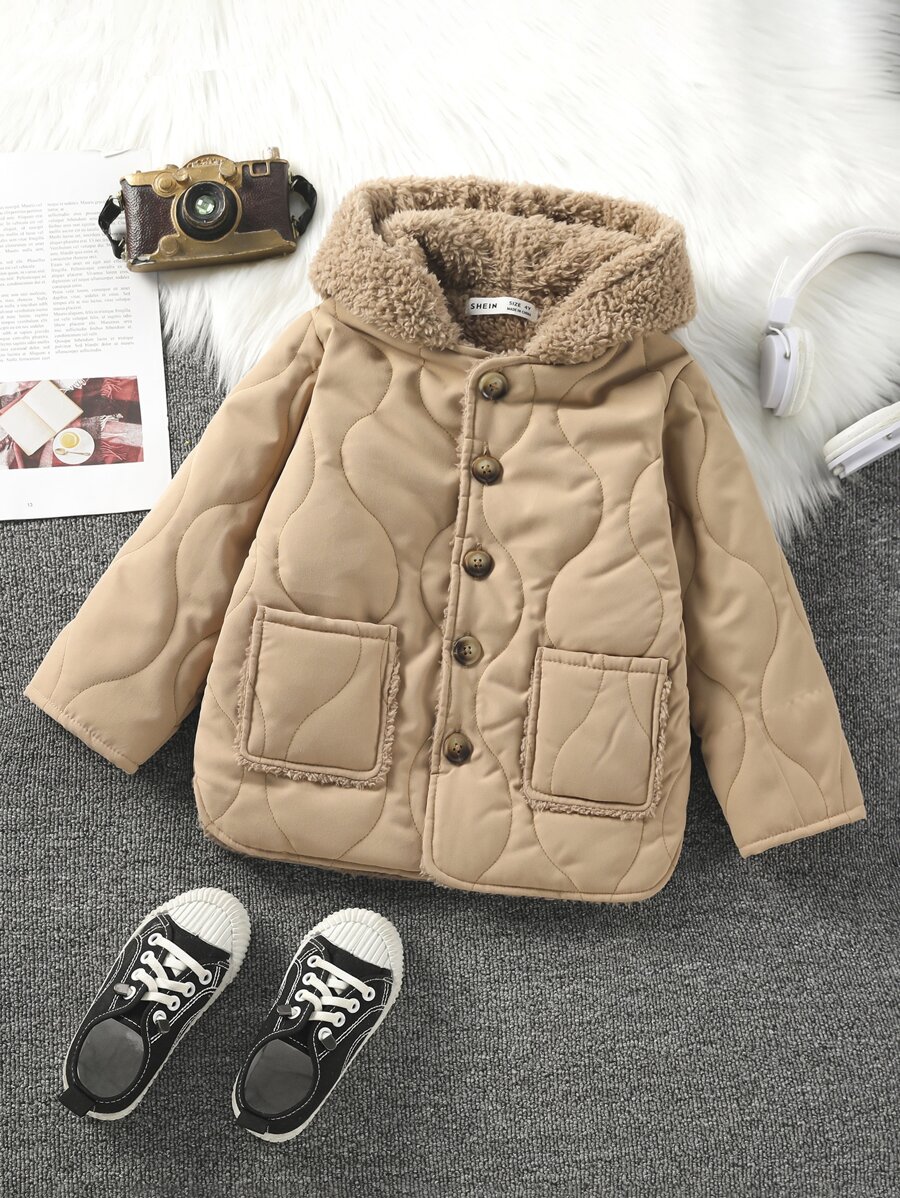 小男童連帽加絨內裏洋蔥型絎縫外套