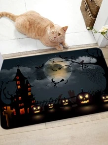 1入組萬聖節南瓜和城堡印花門墊 - 彩色 - 查看 2