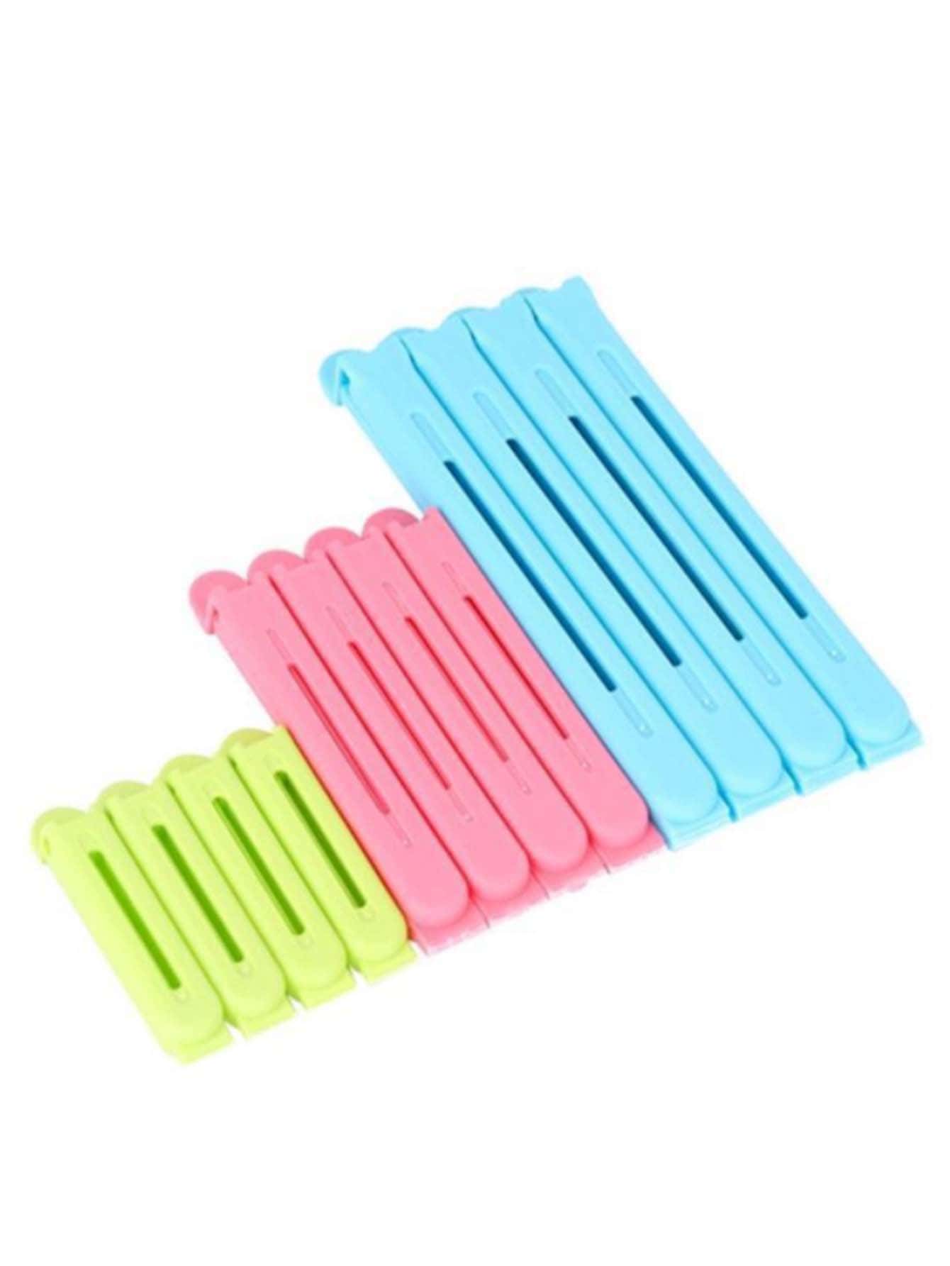 12pcs Mixed Color Bag Clip Set, Plastic Food Sealing Clip For Kitchen
