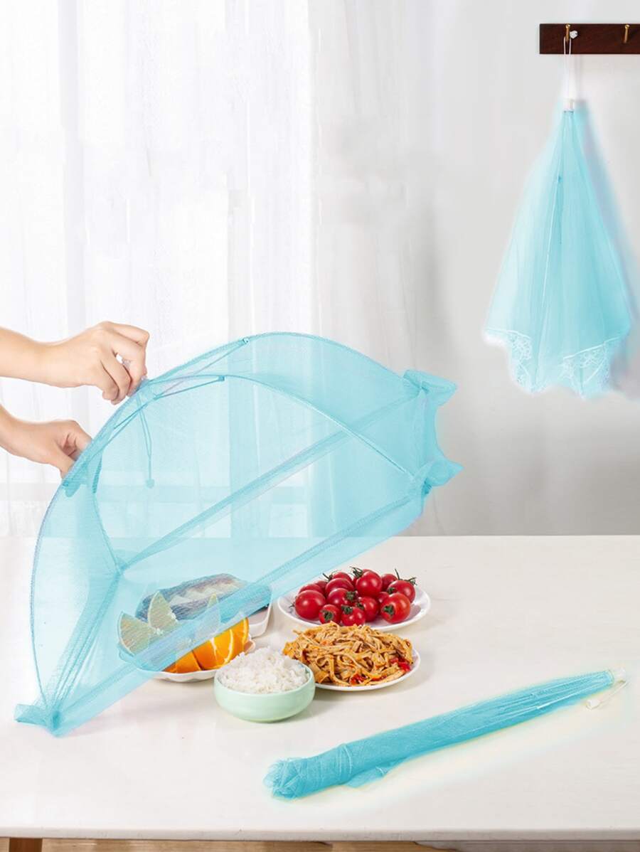 1pc Plain Mesh Food Cover - Blue - View 1