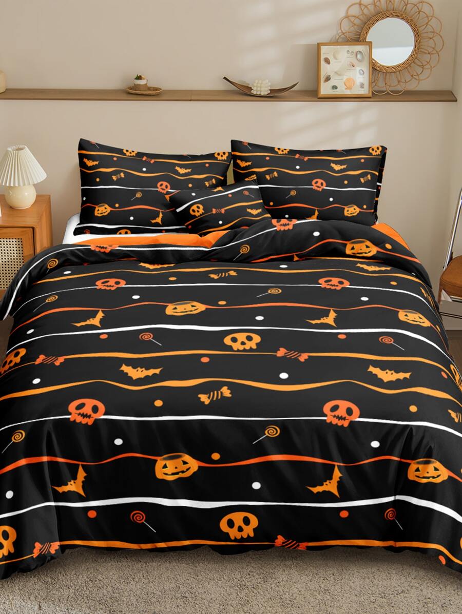 Set colcha sin relleno con patrón de Halloween - Multicolor - Ver 1