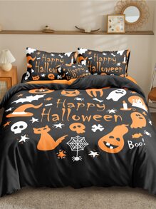 Set colcha sin relleno con patrón de Halloween - Multicolor - Ver 1