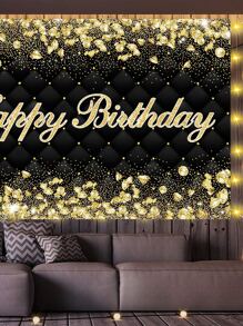 1 pieza Banner de color metálico de fiesta de cumpleaños - Negro - Ver 4