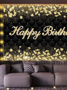 1 pieza Banner de color metálico de fiesta de cumpleaños - Negro - Ver 6