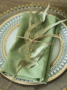 1 pieza Servilleta de tela liso - Verde - Ver 2