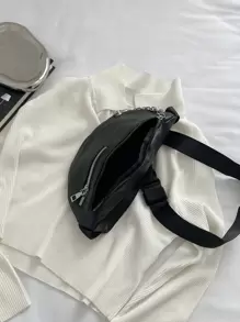Riñonera con diseño de cadena unicolor negro