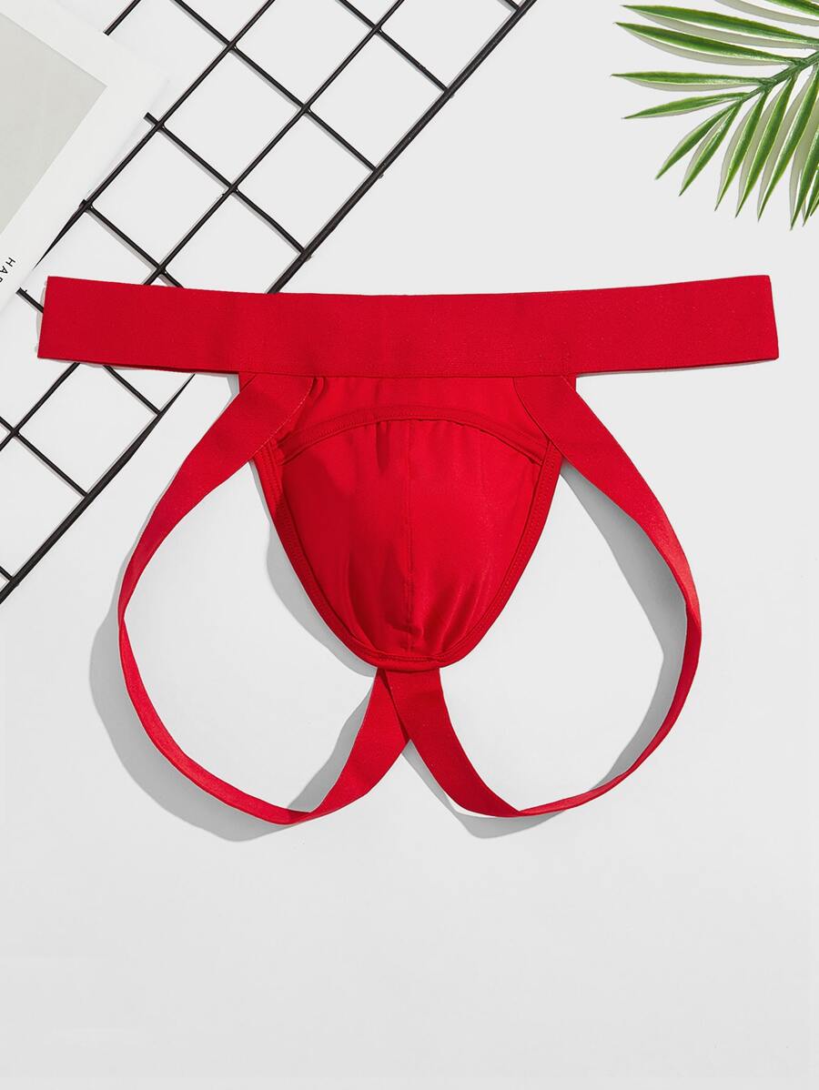 Men Tape-Waist Jockstrap Sexy Underwear - Red - View 1
