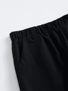 SHEIN Niños Camisa con estampado de expresión con pantalones sin camiseta - Negro - Ver 6