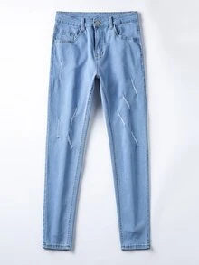 Manfinity Men Ripped Skinny Jeans - Light Wash - View 8