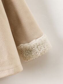 Toddler Girls 1pc Contrast Teddy Raglan Sleeve Hooded Overcoat - Apricot - View 5