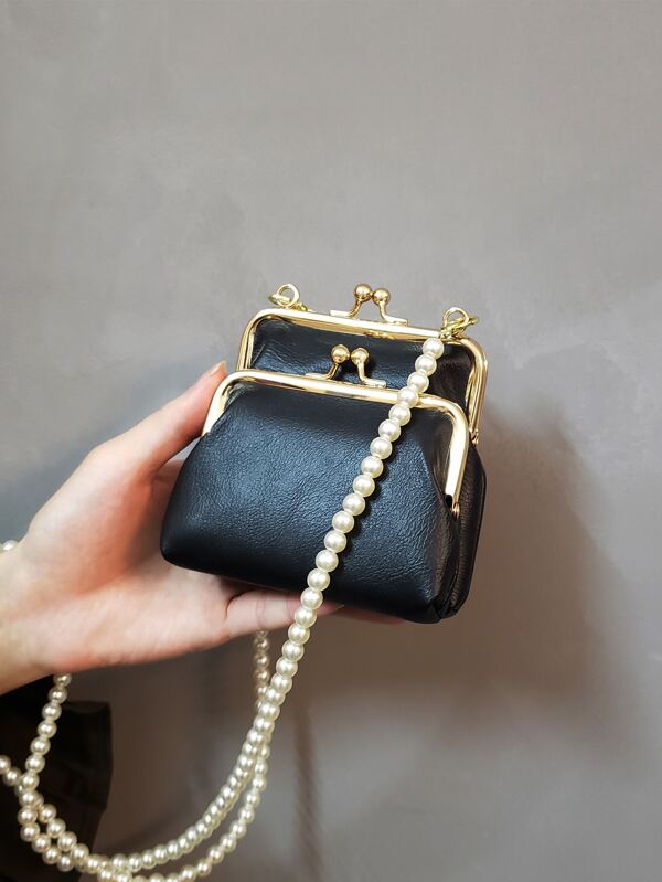 Faux Pearl Decor Kiss Lock Lightweight Fashion For Anniversary For Birthday Gift For Gift White-Collar Workers For Male For Female For Women Wallet Mini Wallet Purse Wallet Coin Wallet