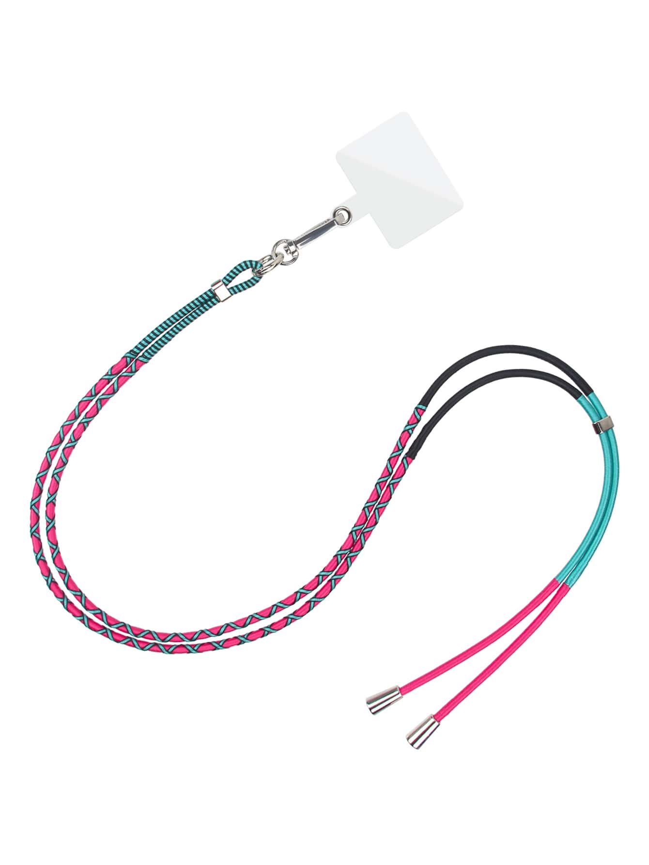 1pc Braided Phone Lanyard With Connecting Card - Multicolor - View 1