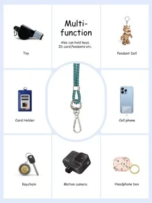 1pc Braided Phone Lanyard With Connecting Card - Multicolor - View 7