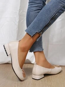 Zapatillas slip on con diseño redondo - Beis - Ver 7