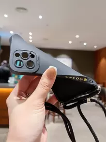 Lanyard Valentines Y2K With Phone Charm Gold Foil Surprised Heart Suspenders Phone Case Compatible With IPhone 15/15pro/15pro Max/15plus/11/12/13/14/Xs/Xr/11pro/11pro Max/12pro/12pro Max/13pro/13pro Max/14pro/14pro Max/14plus/7plus/8plus/8/Se2 - Black - View 4