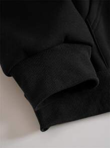 INAWLY 半拉鏈袋鼠口袋加絨內裏運動衫 - 黑色 - 查看 3