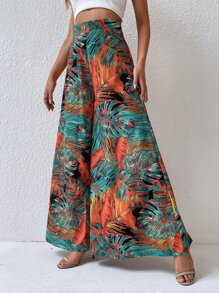Breezaya Tropical Print Wide Leg Pants Fall Cloth For Women