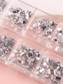 FULL BEAUTY Bộ 12 ô đính đá trắng trang trí móng tay, phụ kiện trang trí móng tay tự làm, đá quý trang trí móng tay, vật tư làm móng. - Bạc - Xem 4