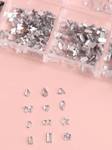 FULL BEAUTY Bộ 12 ô đính đá trắng trang trí móng tay, phụ kiện trang trí móng tay tự làm, đá quý trang trí móng tay, vật tư làm móng. - Bạc - Xem 5