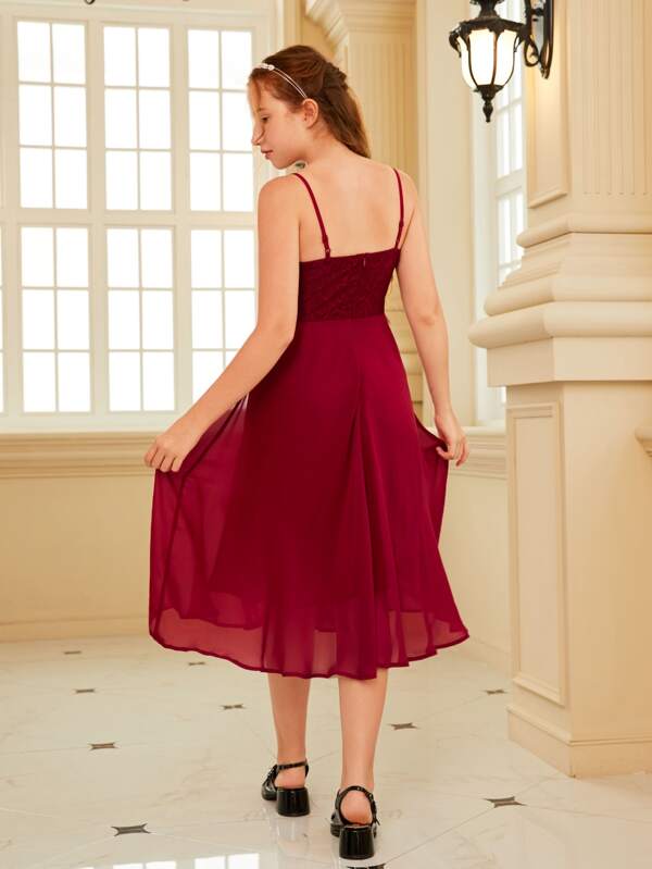 SHEIN Junior Contrast Lace Cami Bridesmaid Dress SHEIN UK