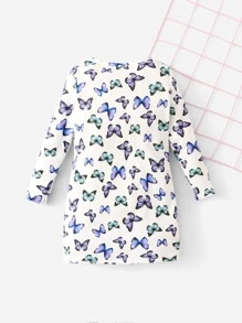 SHEIN Baby Butterfly Print Dress - Multicolor - View 2