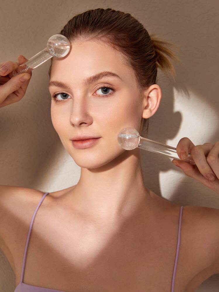 フェイシャルマッサージアイスホッケー 2個セット、ビューティー、スキンケア製品、スパ、セルフケア、スキンケアツール、フェイスケア、エステティシャン用品、マッサージ、フェイスマッサージツール、フェイスローラー - ホワイト - 見る 9