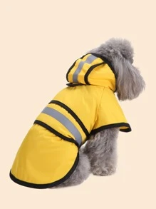 1pc Hooded Pet Raincoat - Yellow - View 4