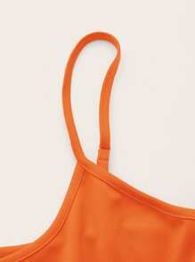 SHEIN MOD Đầm màu trơn Thanh lịch - trái cam - Xem 5