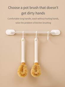 1pc Long Handle Pot Cleaning Brush - Multicolor - View 3