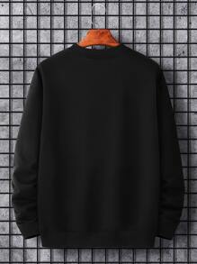 Manfinity Homme Sudadera casual con cuello redondo de manga larga con estampa gráfica de lema y paisaje para hombre, regalo para novio