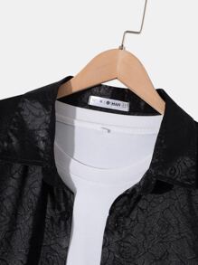 Manfinity Hombres Camisa con botón delantero sin camiseta - Negro - Ver 3