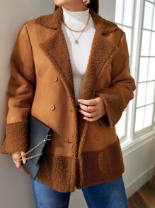SHEIN LUNE Hơn áo Lót Teddy Đôi ngực - màu nâu - Xem 1