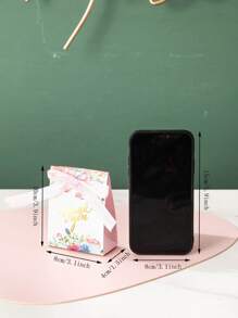 6 piezas Caja de embalaje con estampado de flor y letra