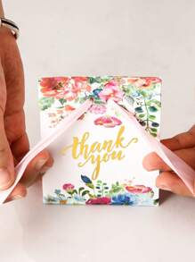 6 piezas Caja de embalaje con estampado de flor y letra