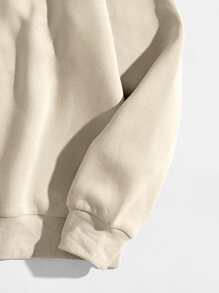 SHEIN Unity Letter Graphic Thermal Lined Sweatshirt - Khaki - View 4