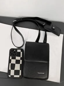 Bolsa Cuadrada Pequeña Para Hombre Con Detalle De Letras Con Bolsa Pequeña Para Deporte Para Estudiante Universitario De Secundaria Para Viajar A La Universidad Para La Escuela Bolsa Cruzada De Hombro De La Escuela De Verano Bolsa Negra Esencial De Viaje Para Hombres Vacaciones De Verano Suministros Escolares Para Estudiantes Universitarios Regalo Para Hombres - Negro - Ver 7