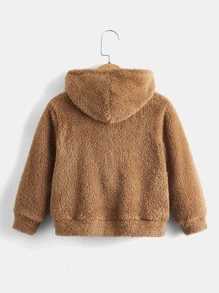 SHEIN 小男孩熊貼袋teddy連帽衫