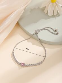 水鑽愛心裝飾手環 - 銀色 - 查看 4