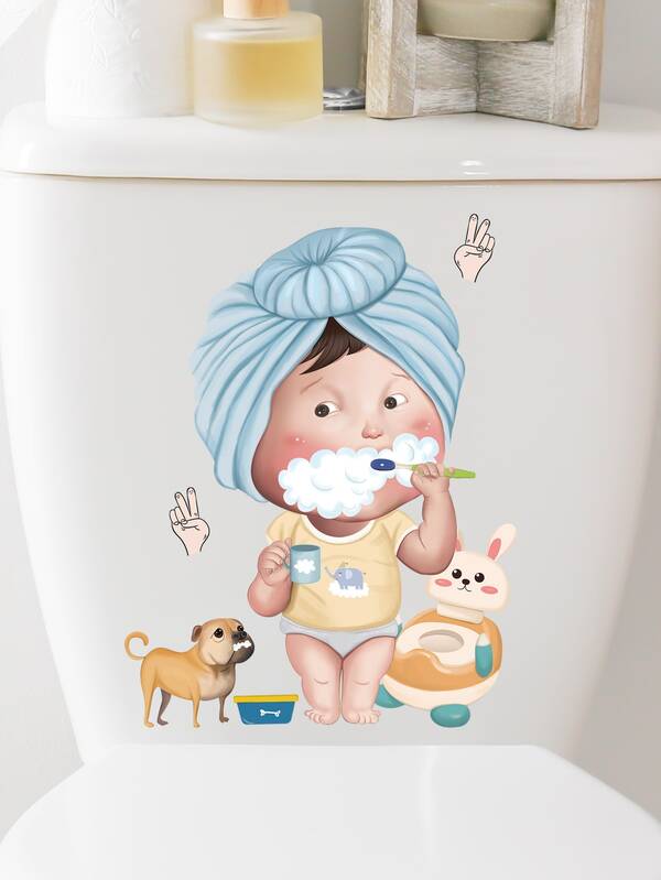 1入組卡通圖案馬桶蓋貼花