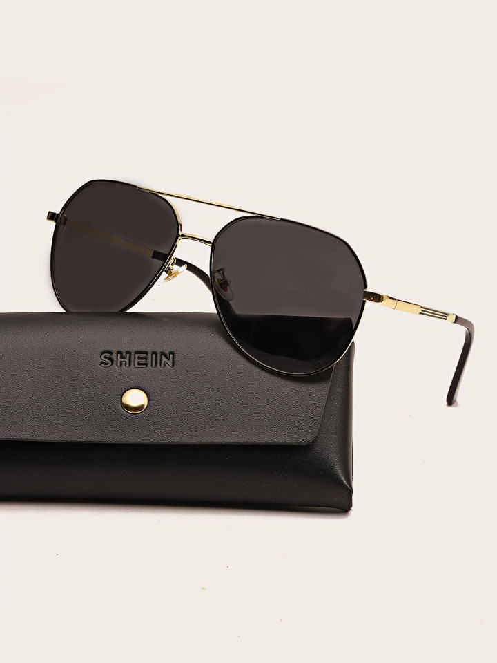 Homme Lunettes de mode aviateur à barre supérieure SHEIN