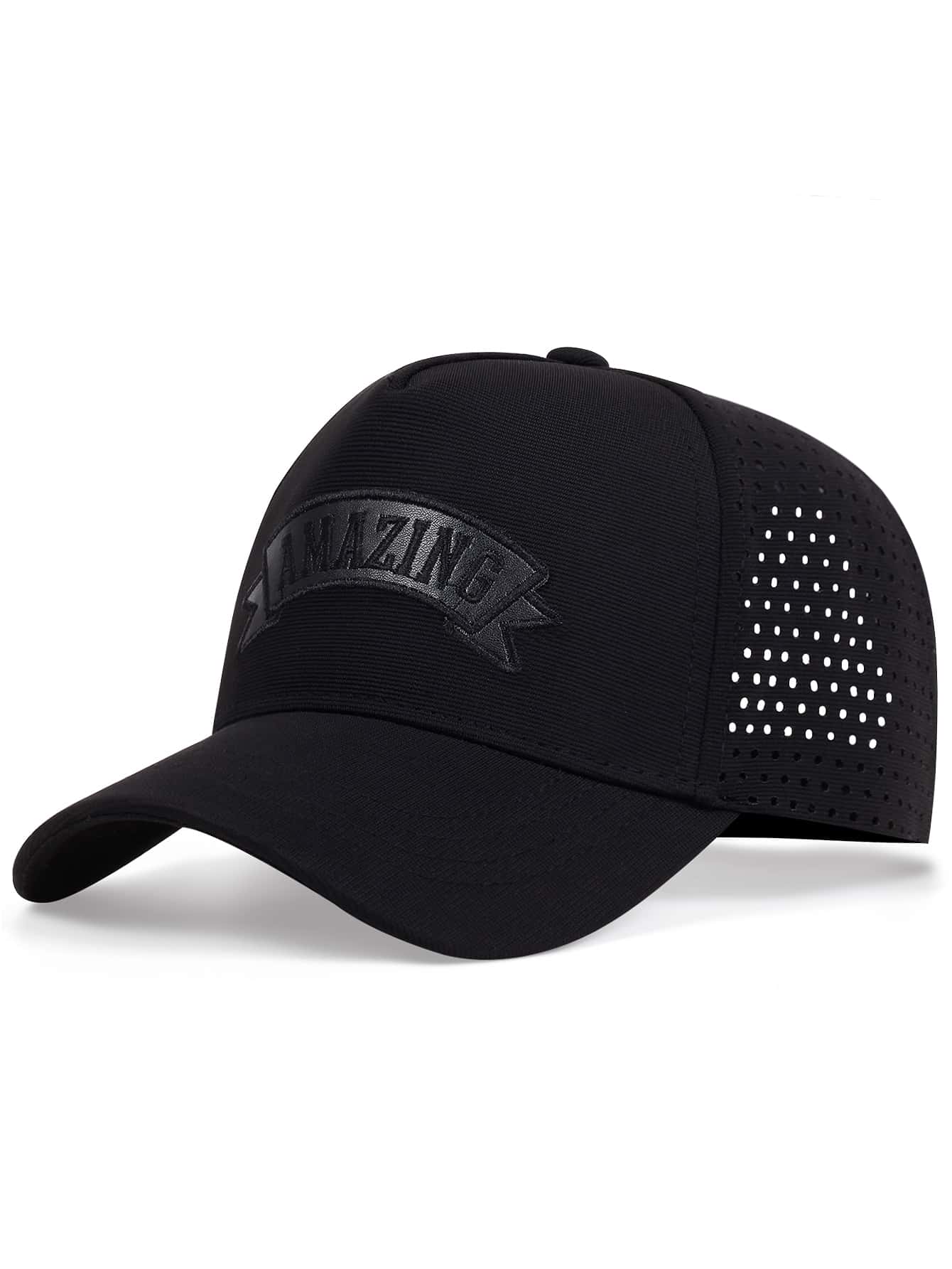 Men Letter Embroidered Baseball Cap Street - Black - View 1