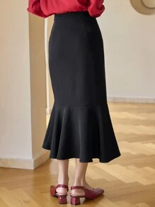 DAZY High Waist Mermaid Skirt - Black - View 2
