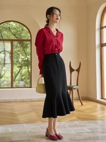 DAZY High Waist Mermaid Skirt - Black - View 4