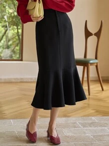 DAZY High Waist Mermaid Skirt - Black - View 6