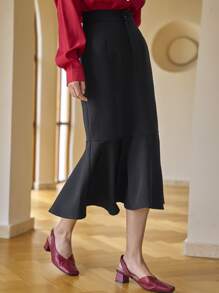 DAZY High Waist Mermaid Skirt - Black - View 7
